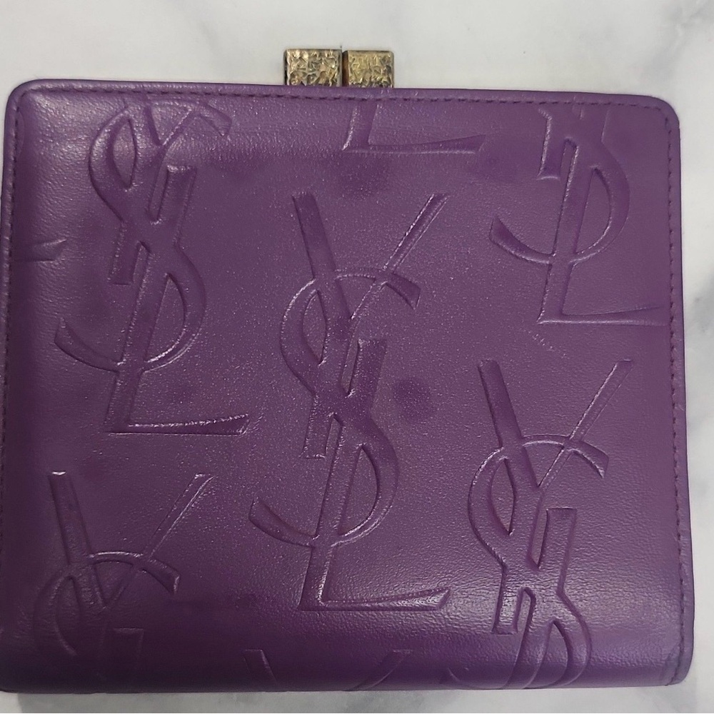 Yves Saint Laurent Purple Embossed Wallet